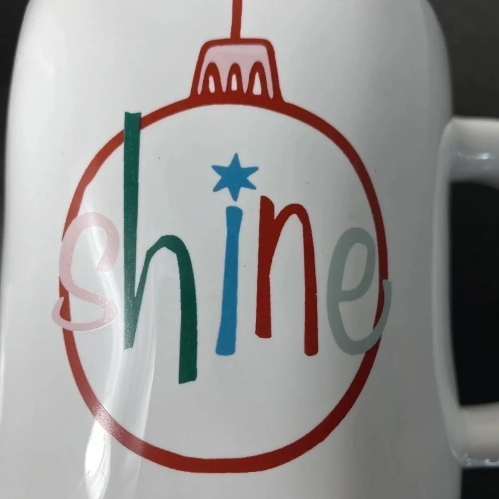 PIER 1 Set Of Two SHINE Holiday Christmas Ornament Coffee Cup Mug NWT, Retired